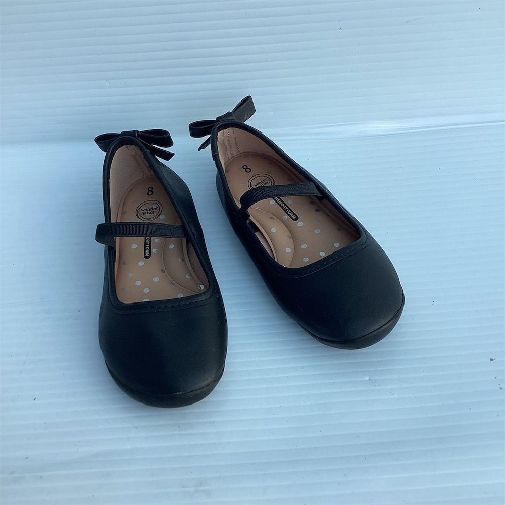 Wonder Nation Girls Black Bow Ballet Flats Casual Dress Shoes